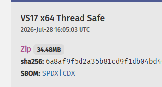 GAMBAR TUTORIAL 1: Halaman download windows.php.net dengan highlight pilihan Thread Safe x64 Zip